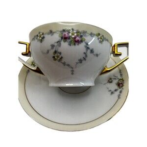 Studio By Tirschenreuth Flat Boullion Cup And Saucer Crafted In Bavaria